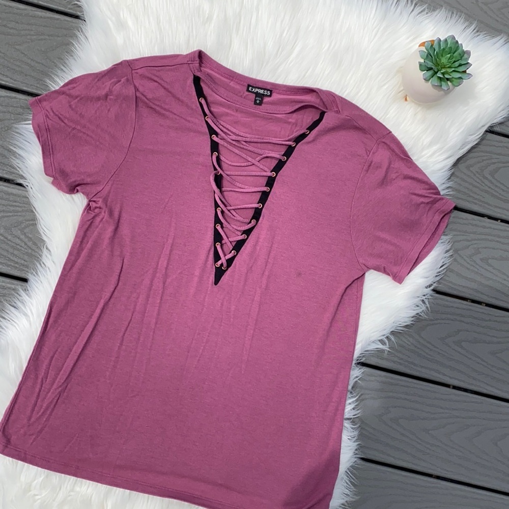 Express deep v lace up top